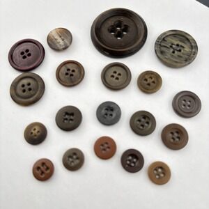 Vintage Bakelite Button Lot (13 Pcs) – Rich Brown, Horn, and Marbled Tones